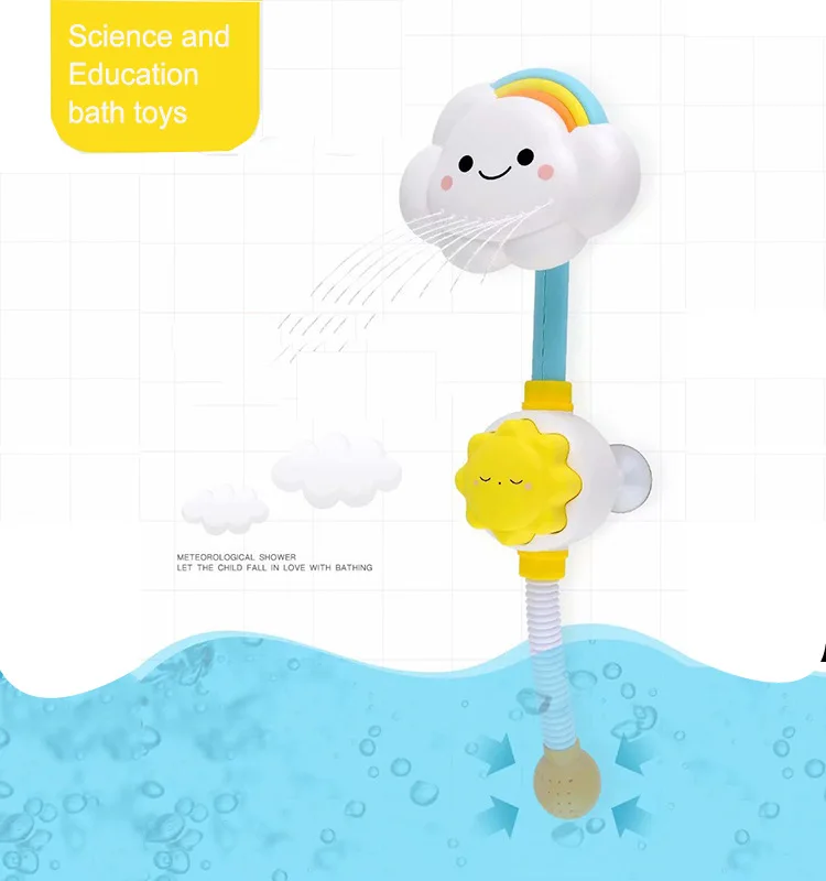 Popular Tik Tok Hand Press Water Spray Cloud Play Set Sprinkler Toy Manual Bathtub Toy Shower Kids Bath Toys