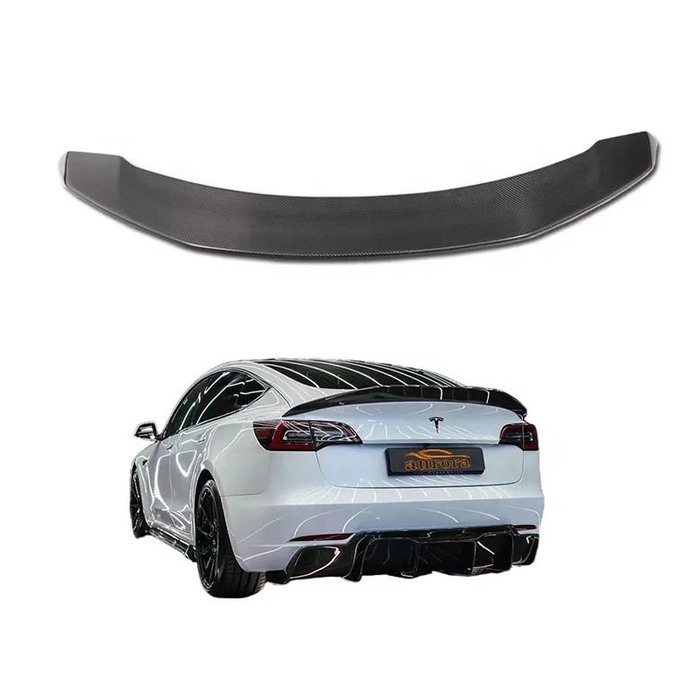 For tesla aksesuar V type dry carbon fiber rear lip spoiler tesla for sale tesla model 3 bodykit