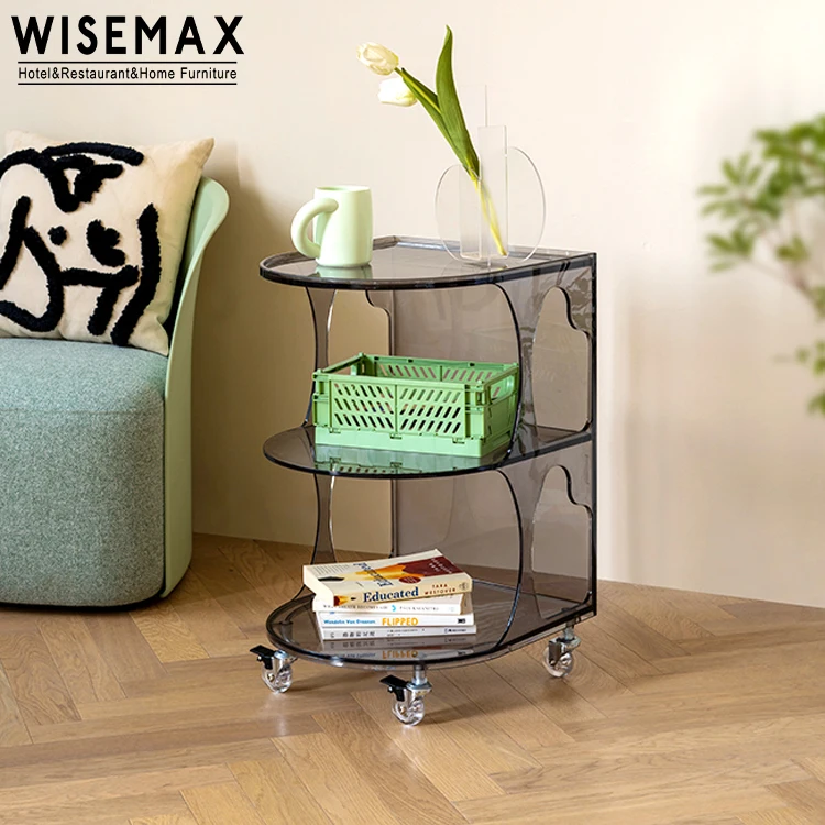Wisemax мебель пластик 3 яруса для прокатного хранения шкаф ванной комнаты тележка современный скандинавский гостиной акриловый столик с колесом