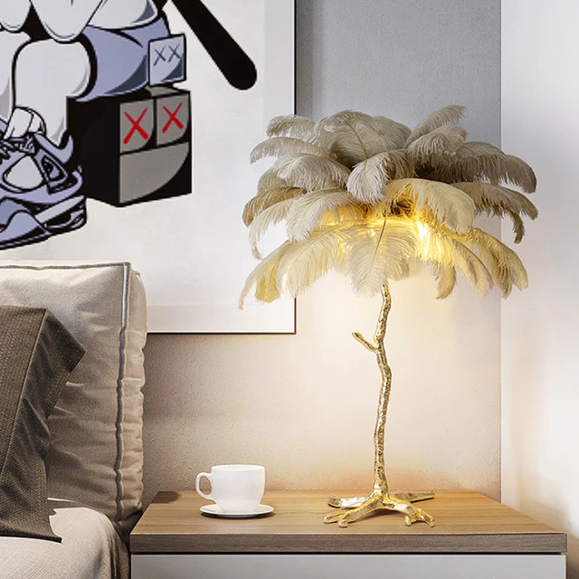 CSLIDO Luxury Bedroom Living Room Resin Floor Light Led Standing Ostrich Feather Modern Nordic Floor Lamp