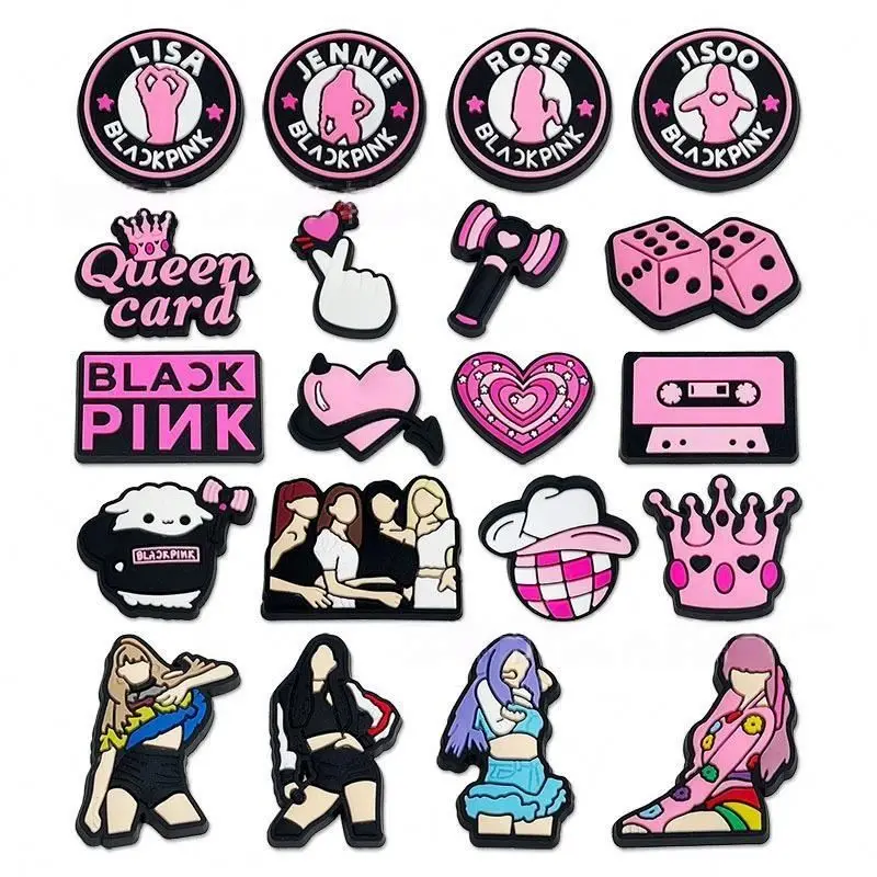 Straw Toppers Silicone black pink Straw Cover high quality braun  clog charms style singer Taylor shoes charm gift for girl