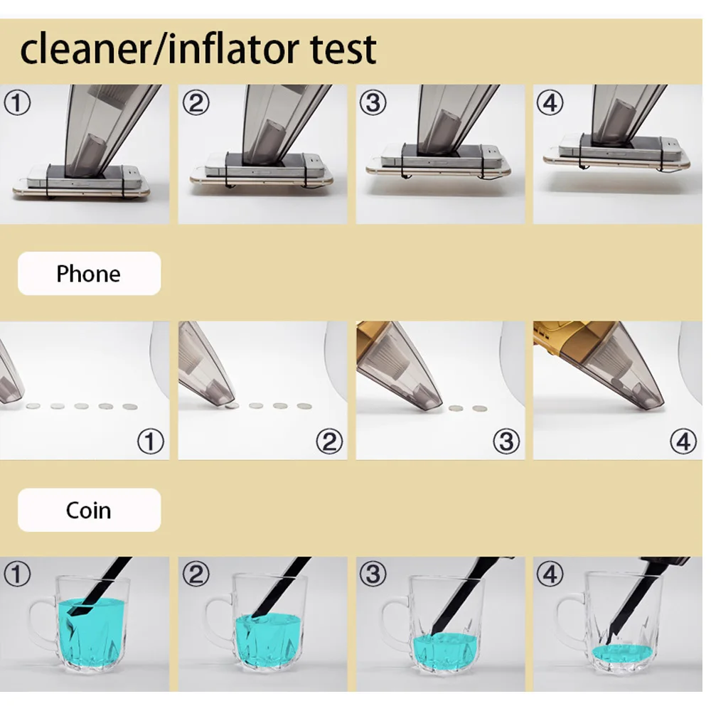 Car Vacuum Cleaner 4 in 1 Multifunctional High Power Tire inflator Handheld Lightweight Wet Dry Vacuum for Home Car Cleaning