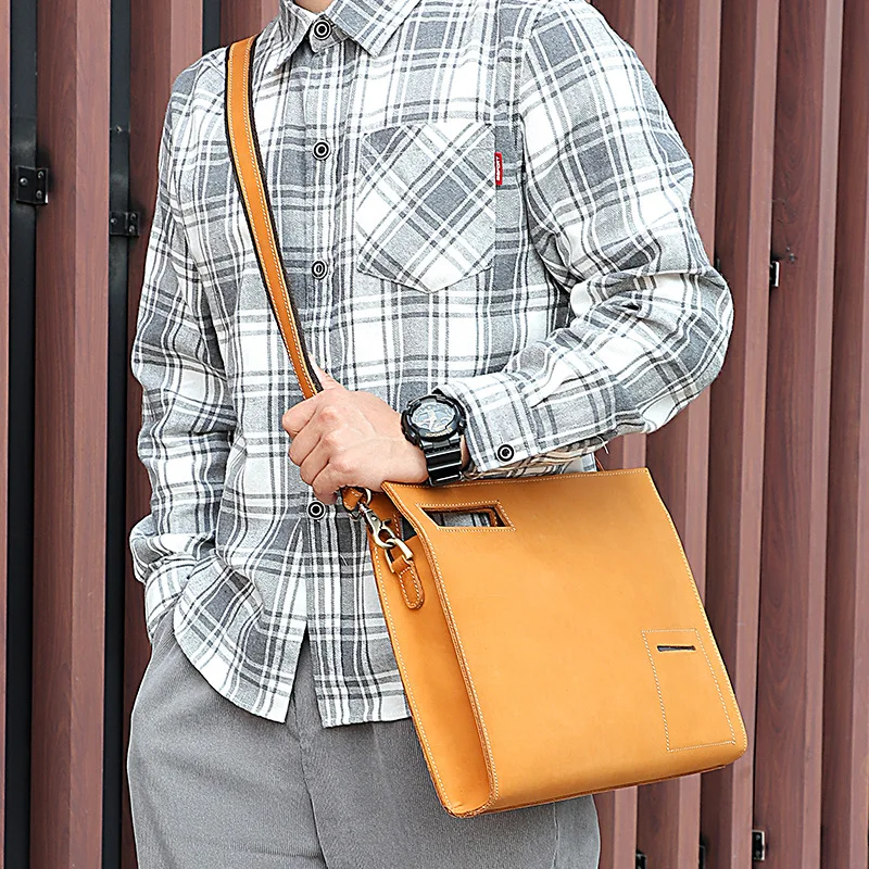 Boshiho Briefcase Bag Custom Leather Shoulder Bag Wholesale Business Laptop Bag for Men
