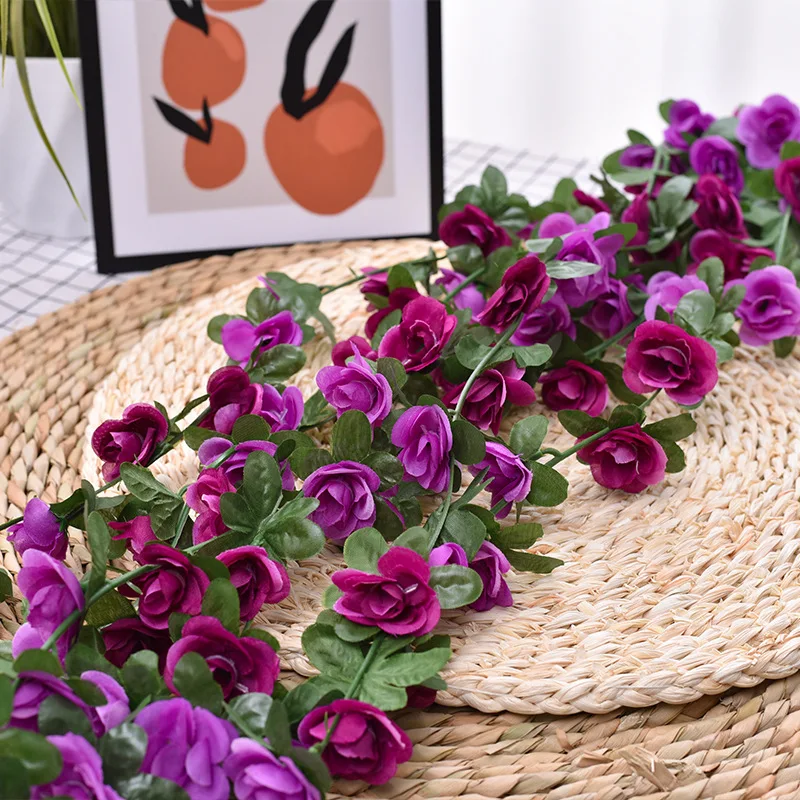 Shanghai Party Trading 6 feet Flower Garland Rattan Rose Vine Artificial Flowers Hanging Rose Ivy Garland for Room Wall Decor