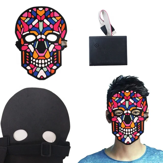 Halloween LED Flashing Sound Reactive Mask Glow Luminous Rave Party Mask for Promotional gift