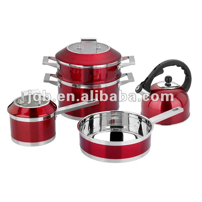 Набор посуды из нержавеющей стали с цветным принтом