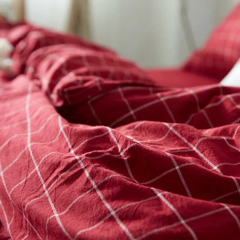 washable cotton western style yarn dyed bed cover 4pcs bedding set korean bed cover