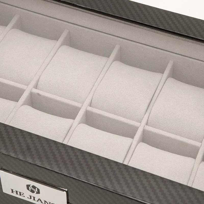 12 Slot  Carbon Fiber Wooden Watch Box Luxury Watch Storage Box for Sale