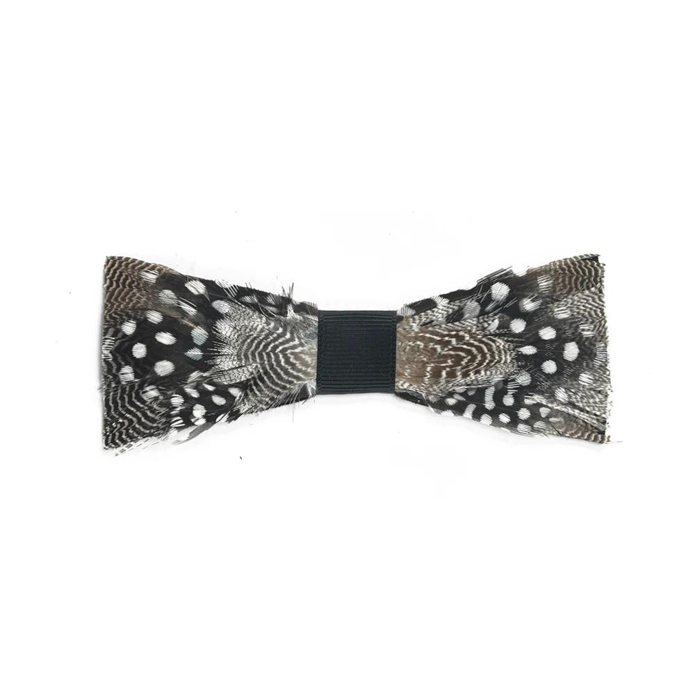 Custom Handmade Natural Brooch Lapel Pin Feather Bow Tie for Men Gift Wedding Party Tuxedo Necktie Costume Clothing Accessory
