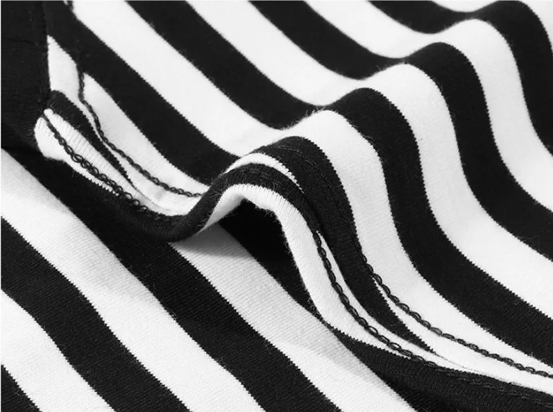 95% Cotton 5% Elastane Classical Wear Black White Fashion Stripes Men Striped T Shirt