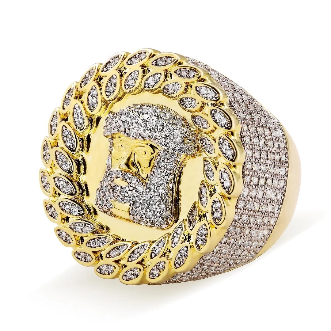 
White Gold Filled Iced Out Ring Jewelry Cz 14k 18k Gold Plated Cubic Zirconia Diamond Hiphop Hip Hop Women Men Ring For Men 