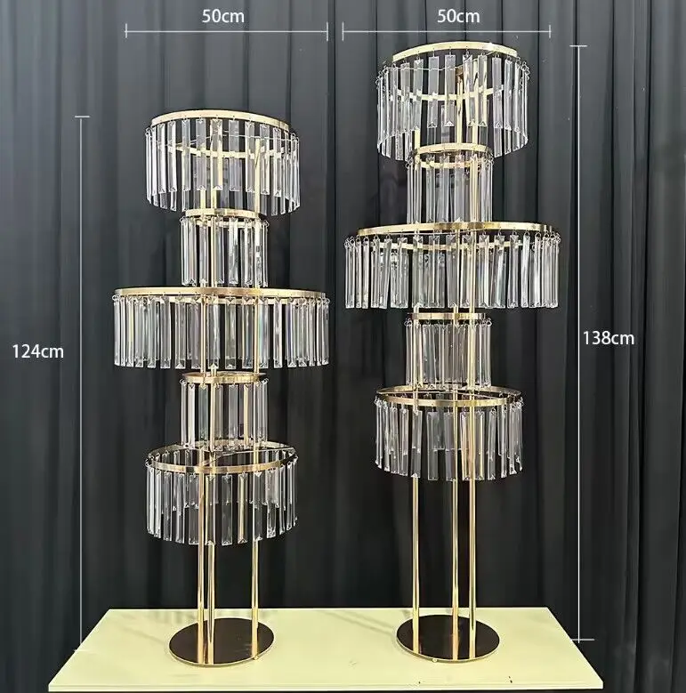 Luxury Wedding Props Flower Arrangement Crystal Pendant Runway Road Lead Stage Center Stand