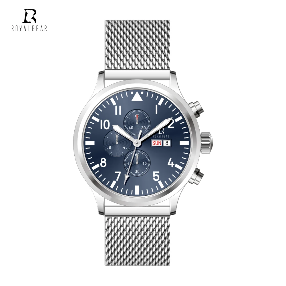 western China gents timepiece original Mesh Strap water resistant Chronograph  sports wristwatch