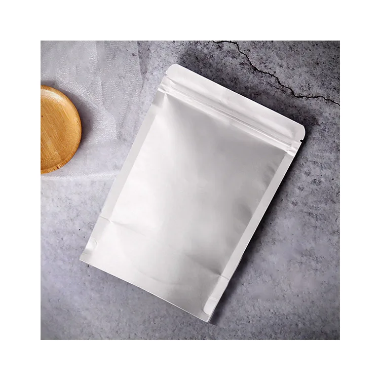 Biodegradable Newest white kraft paper stand up pouch with foil