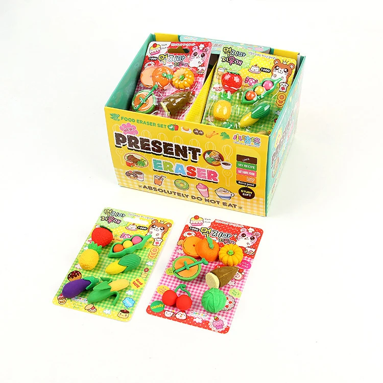 fancy cute japanese stationery eraser set tpr 3d kids rubber fruit erasers