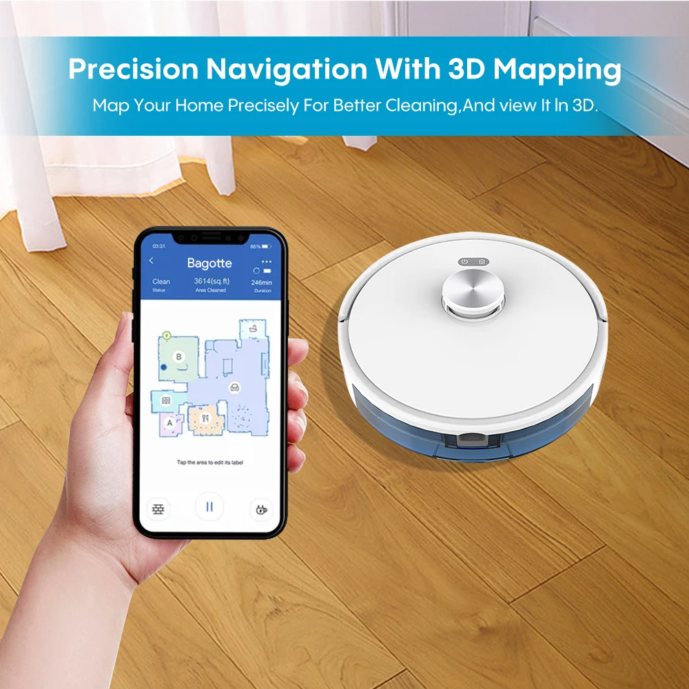 Bagotte Self-emptying Dustbin Superhero Sweeping Pool Floor 5000Pa Electric Aspirateur Germany Robot Vacuum Cleaner