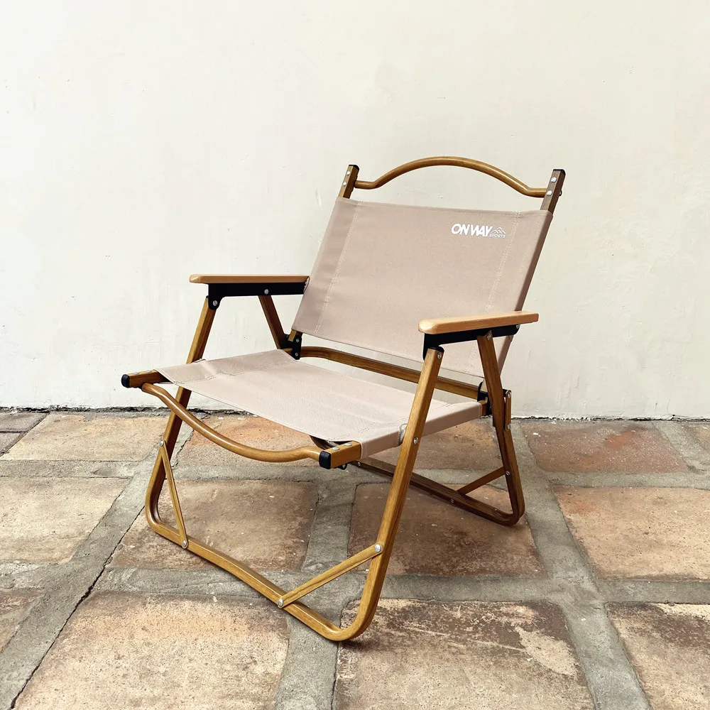 OnwaySports Wood Grain Aluminum Portable Lightweight Folding Camping Chair Outdoor