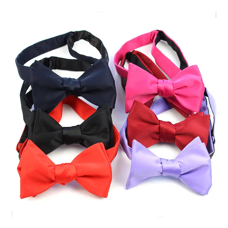 Solid Dark Color Houndstooth Polyester Silk Woven Men Self Bow Tie Handmade BowTie