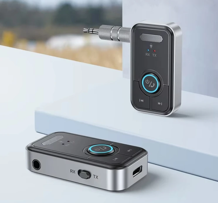 2 IN 1 BT AUX Adapter for Car Noise Reduction BT 5.0 Receiver for Music/Hands-Free Calls Wireless Audio Receiver