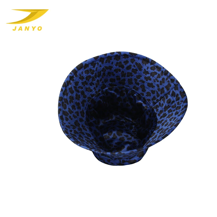 Custom wholesale kids Adult style bucket hat Blue leopard grain bucket hats for women