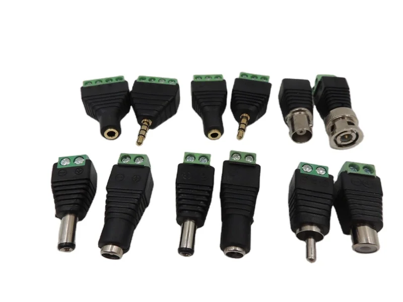 Wholesale terminal block to 2.1 2.5mmx5.5mm dc 2.5mm 3.5mm 6.35mm mono 2 pole Stereo 3 Pole BNC male/female plug connectors