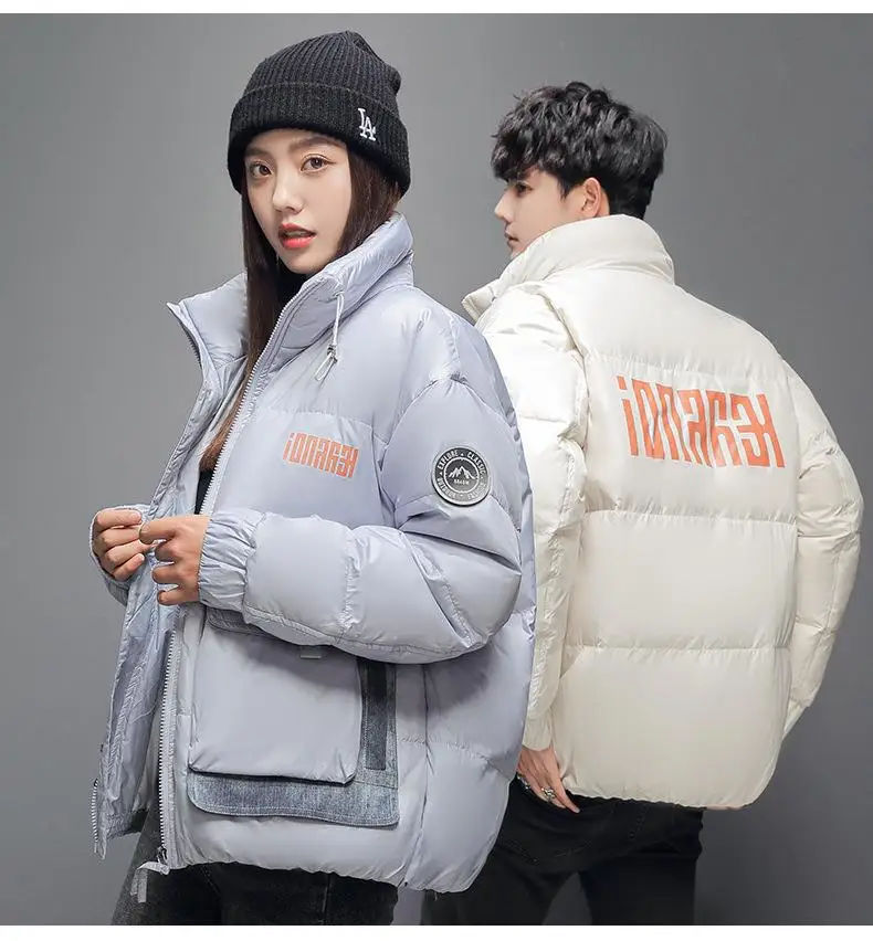 Winter Down jacket men and women fashion Down Coat with Adjustable Hood Warm Winter Jacket snow mountain gradient color