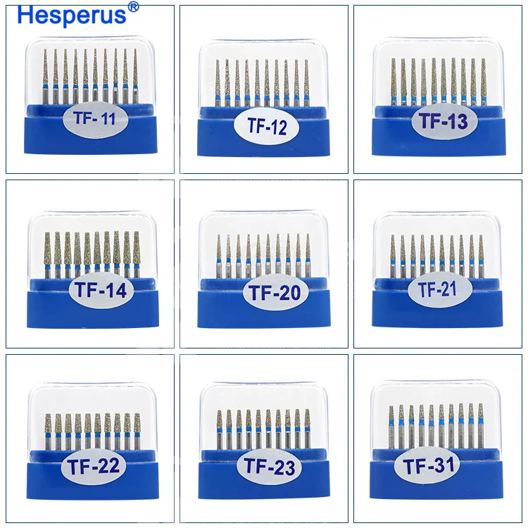 TF series 10pcs/Box Dental High Speed Diamond Burs Dentist Super Coarse Diamond Drills Dental Lab Polishing Tools Dia.1.6mm