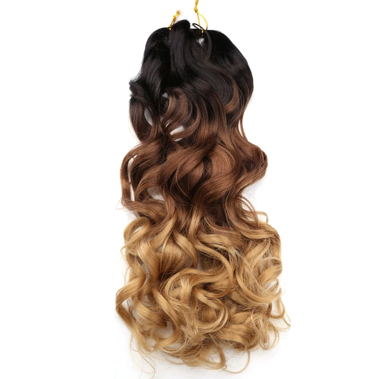 Hot Sell Customized French Curly Wavy Synthetic Hair Extension Ocean Deep Wave Spiral Curl Loose Body Wave Braiding Hair