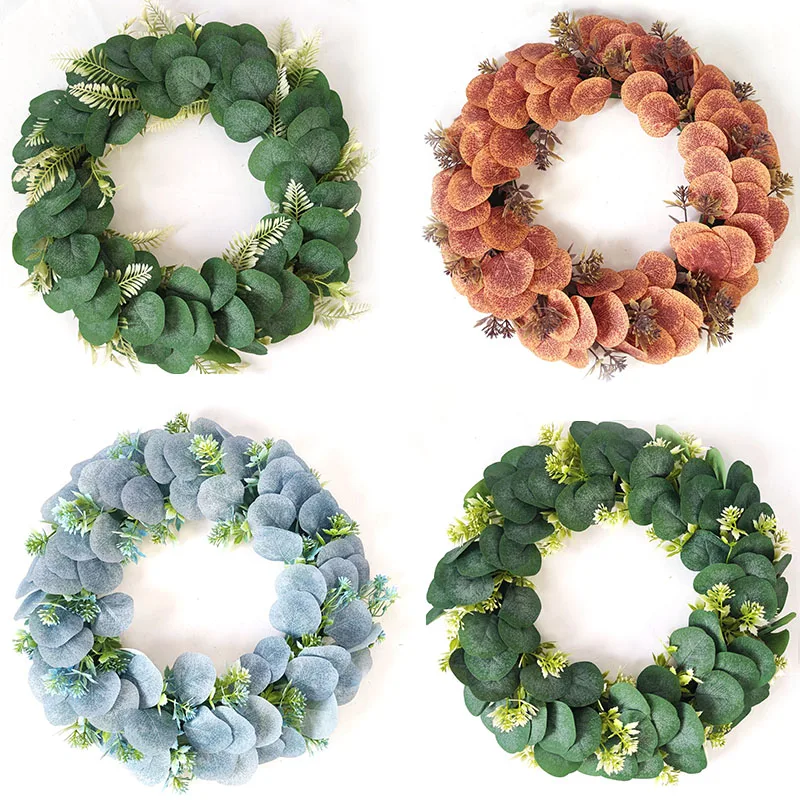 YIWAN Factory Wholesale  Eucalyptus globulus apple leaf garland Christmas Decoration Indoor Wreath Artificial leaves garland