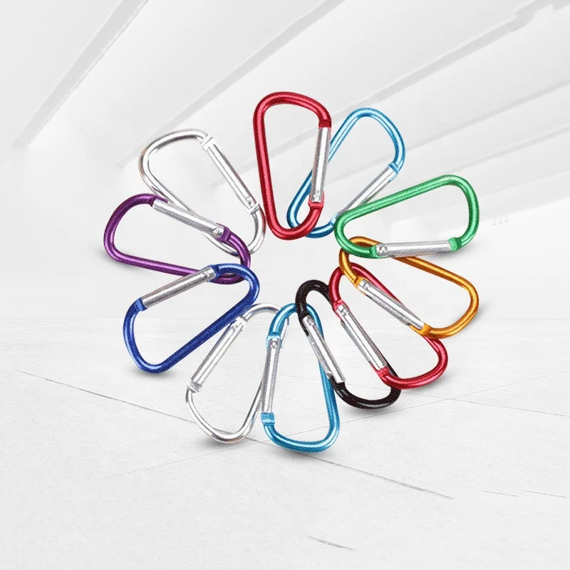 Cute Aluminum Size 5 Carabiner Clip  D Shape Buckle Spring Snap Key Chain Clip Hook Multipurpose for Camping Hiking Fishing