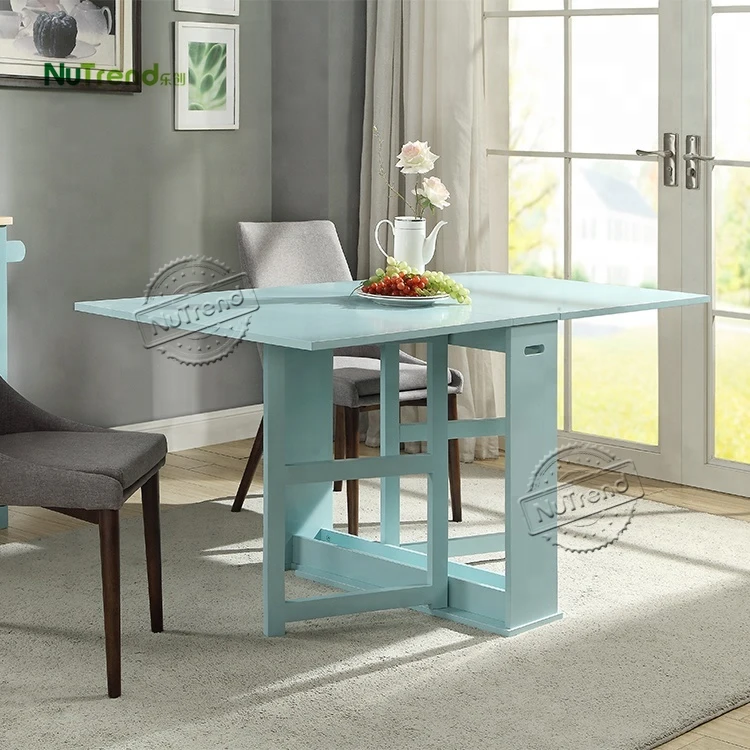Cheap Nordic Space Saving Compact Apartment Modern Wooden Small Folding Rectangular Dining Room Table Extendable Kitchen Table