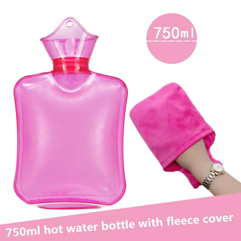 750 мл мини сумка для бутылки с горячей водой ПВХ пластиковый продукт с флисовой крышкой
