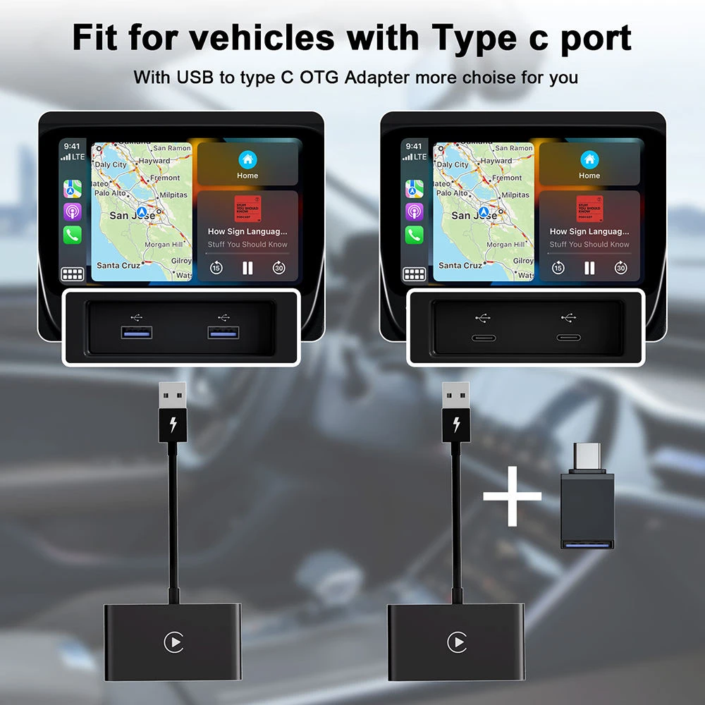 Portable Carplay Wireless Adapter for iPhone USB Carplay Dongle with 6 Months Warranty