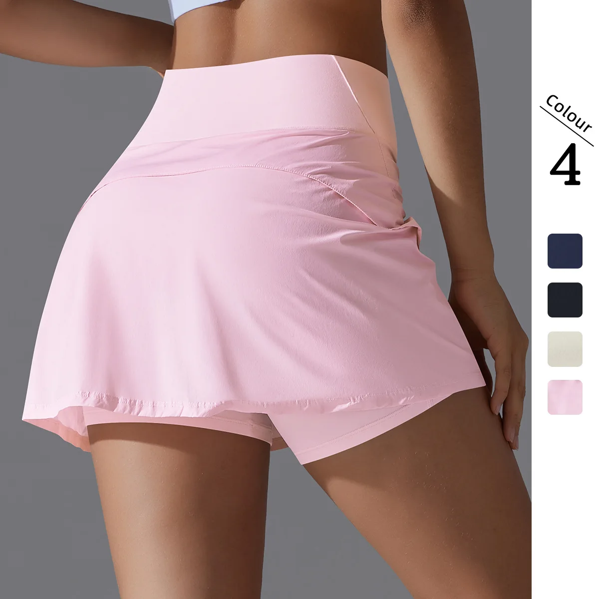 New tennis double-sided nylon two in one pocket tight bottoming skirt sports running fitness yoga wear short skirt