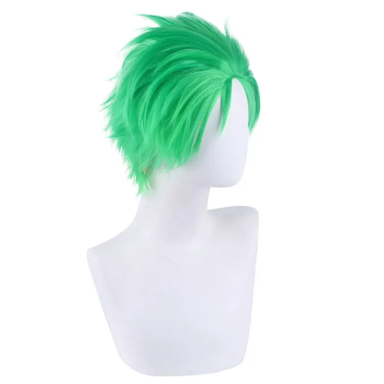 Ainizi wholesale 30cm green synthetic hair character of Roronoa Zoro cosplay party wig from ONE PIECE