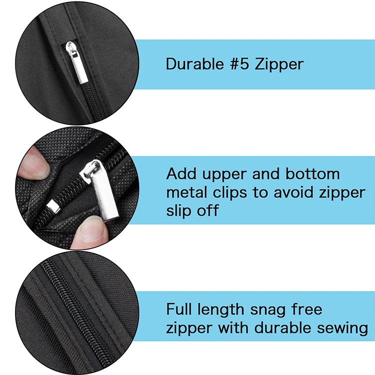 
Breathable custom non-woven clear window zippered pockets travel suit foldable garment bag for travel 