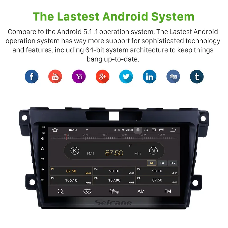 9 Inch Android 11.0 GPS Navigation System For Mazda CX-7 2007-2014 With MUSIC Support OBD II Rearview Camera