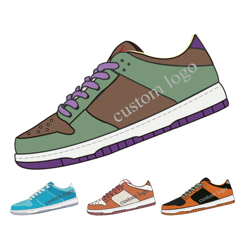 Sneakers Custom Brand High Quality Genuine Leather  Low Top Mens Basketball style Skate Board Shoes