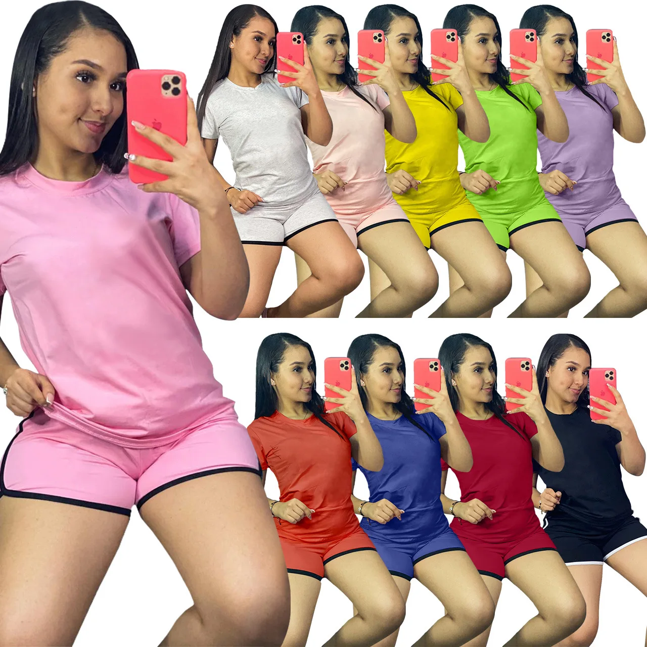 2022 Women Sexy Summer 2 Piece Biker Short Pant Sets Trending Clothing Ladies Crop Tops Two Piece Pant Set Clothing