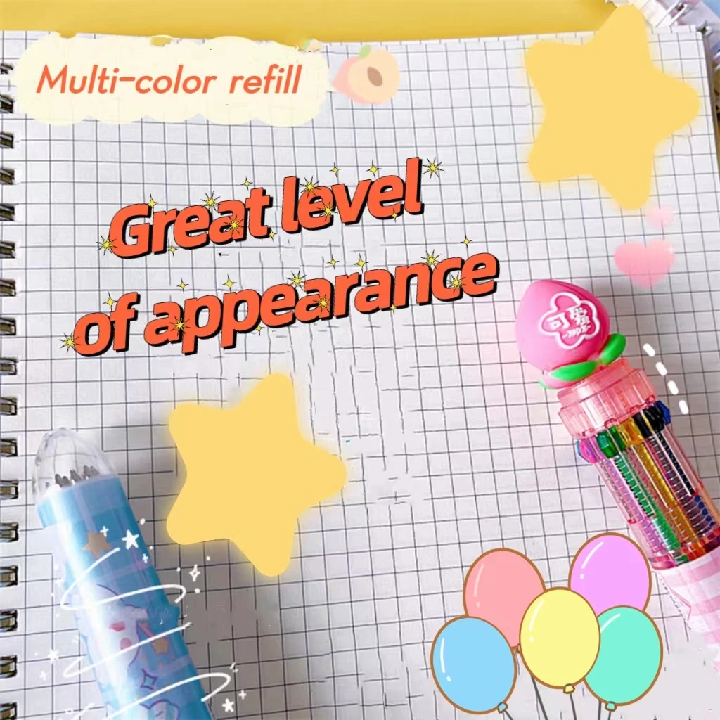 New cute color cartoon ballpoint pens with custom logo  Multi-functional student press ballpoint pen