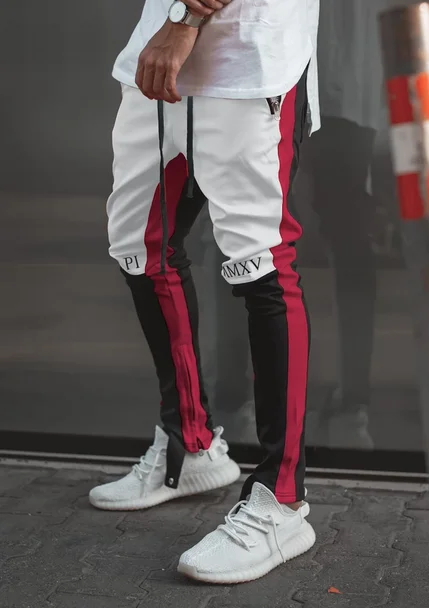 Штаны мужские с боковыми полосками, уличная одежда, пуговицы на щиколотке, тренировочные штаны с индивидуальным дизайном