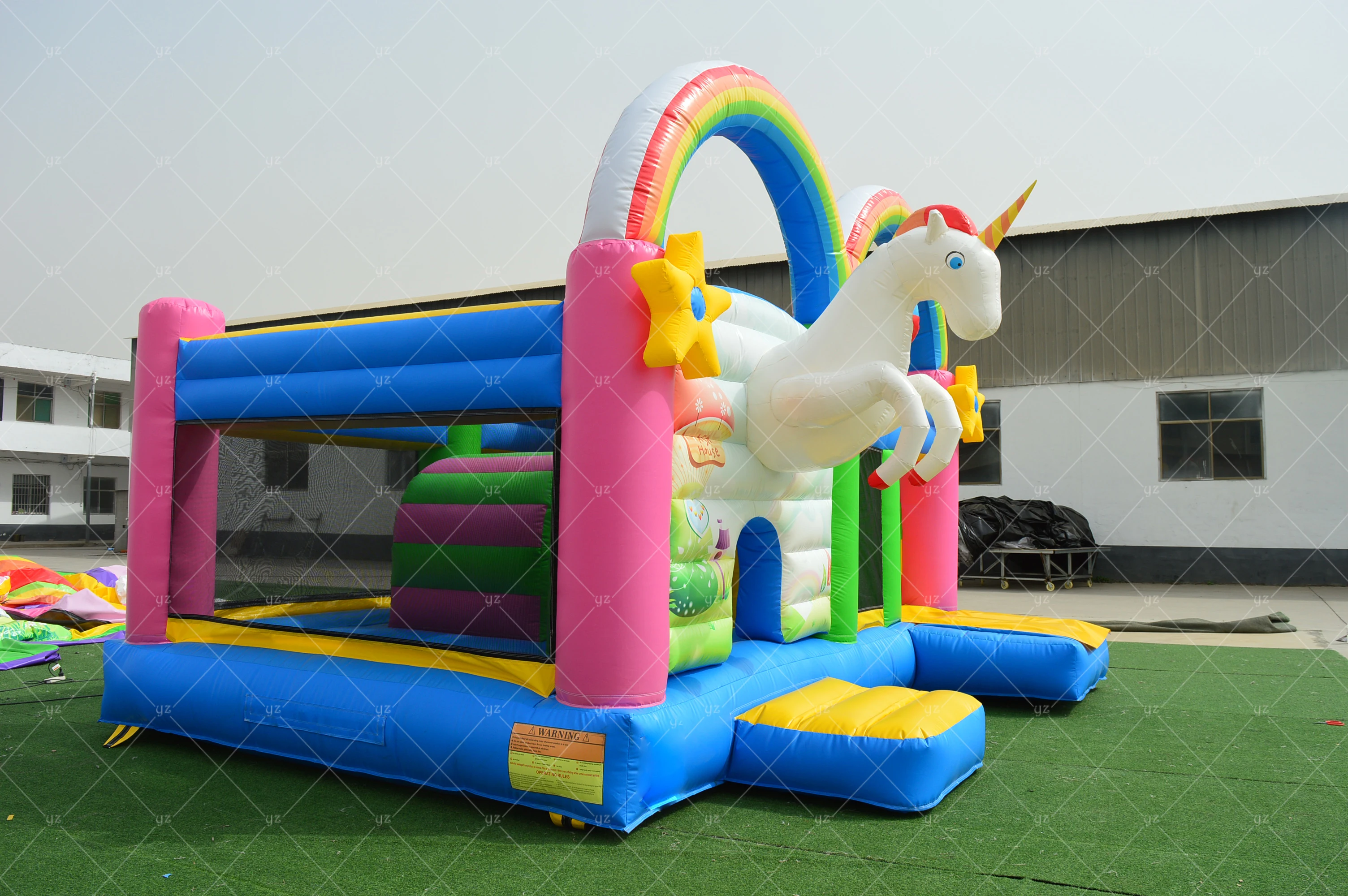 Commercial unicorn inflatable bouncer combo slide inflatable bouncer Arch Unicorn jumping castle bounce house combo with slide
