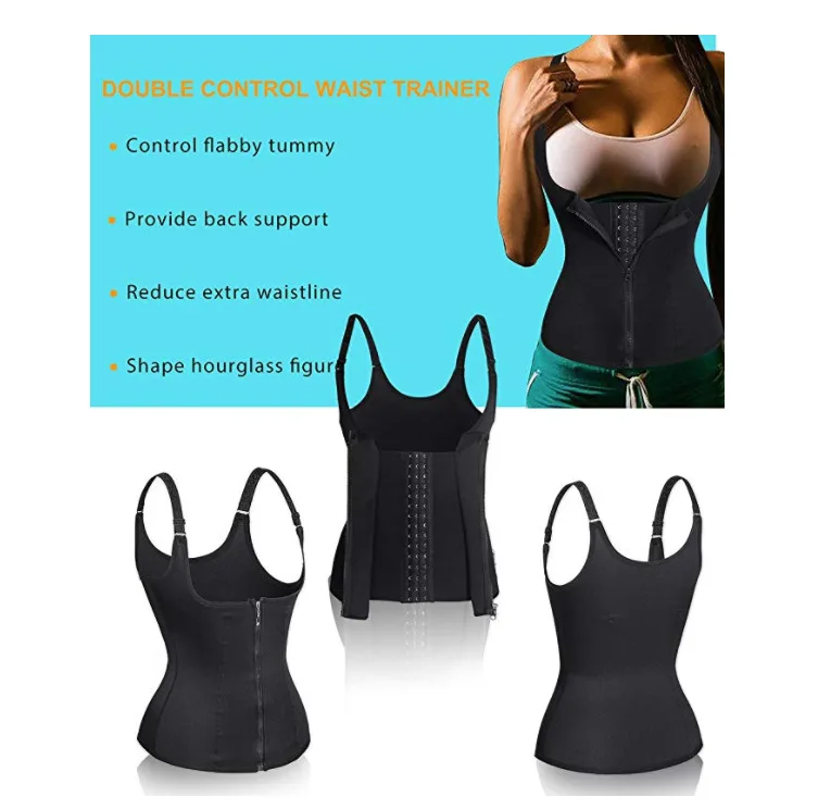 Sweat wicking vest neoprene court body suit waist trainer  corsets waist trainer waist trainer with hooks and zipper