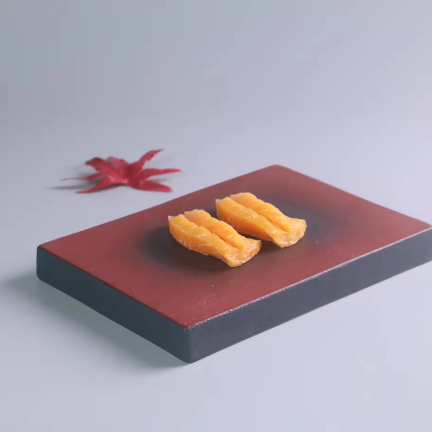 Unique customized design red rectangular porcelain stoneware plate japanese ceramic sushi plates for restaurant