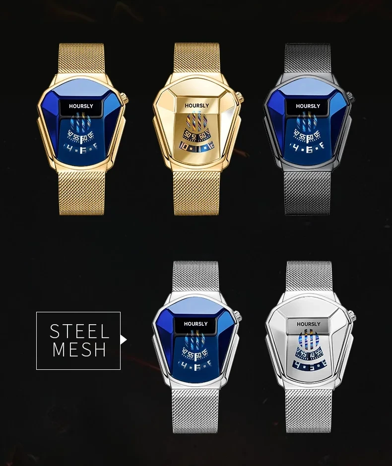 HOURSLY Waterproof wristwatch LED Display Date Watches Trendy Punk Sports Car Quartz Watch Montres snake head locomotive Reloj
