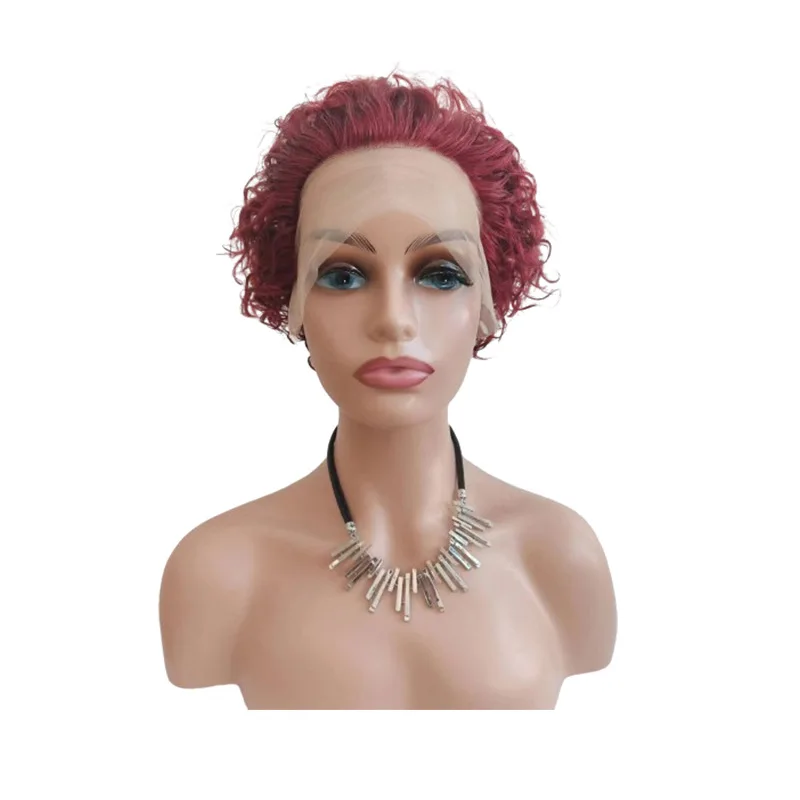 Europe, America and Africa Small Roll 13*1 Front Lace Fluffy Elf Human Short Hair Wig For Daily Life