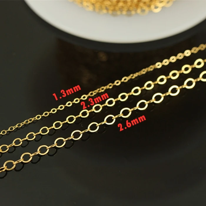 Etsy Hot Sale Permanent Jewelry Flat Cable Chains for Women DIY Making Genuine Gold Filled Chain