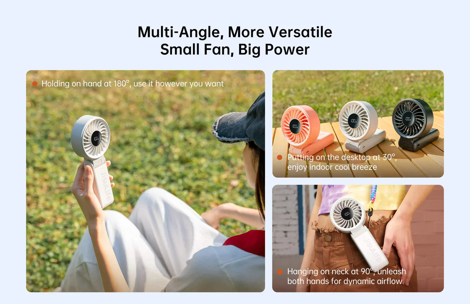 Xiaomi Youpin JISULIFE  Portable Handheld Fan Life 7 3600mAh 5000mAh Led digital speed and battery information display mini fan
