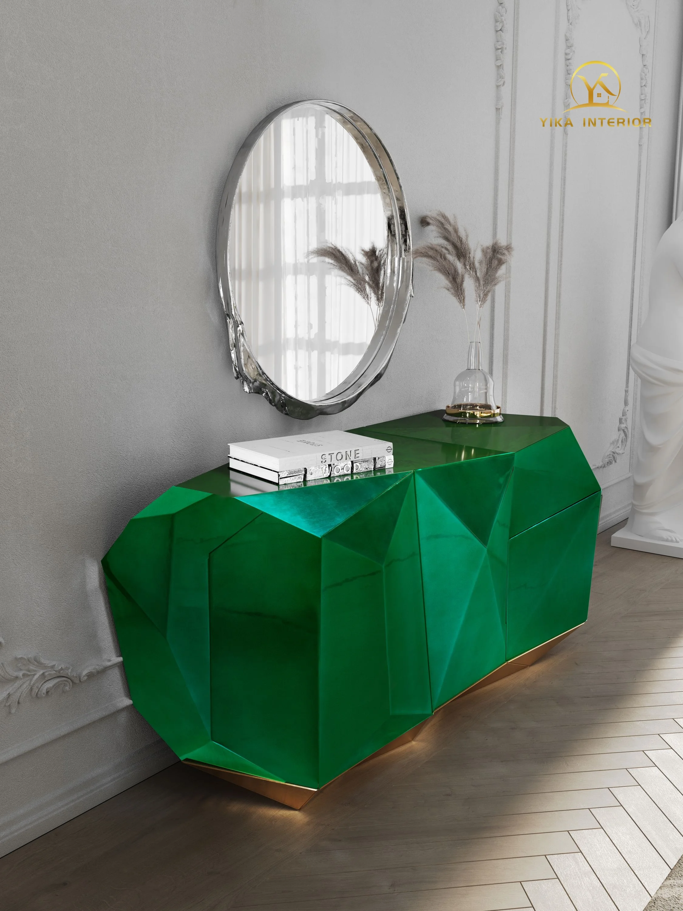 Bocado Lobo luxury diamond sideboard factory direct sales modern wooden locker art  design living room geometric console cabinet