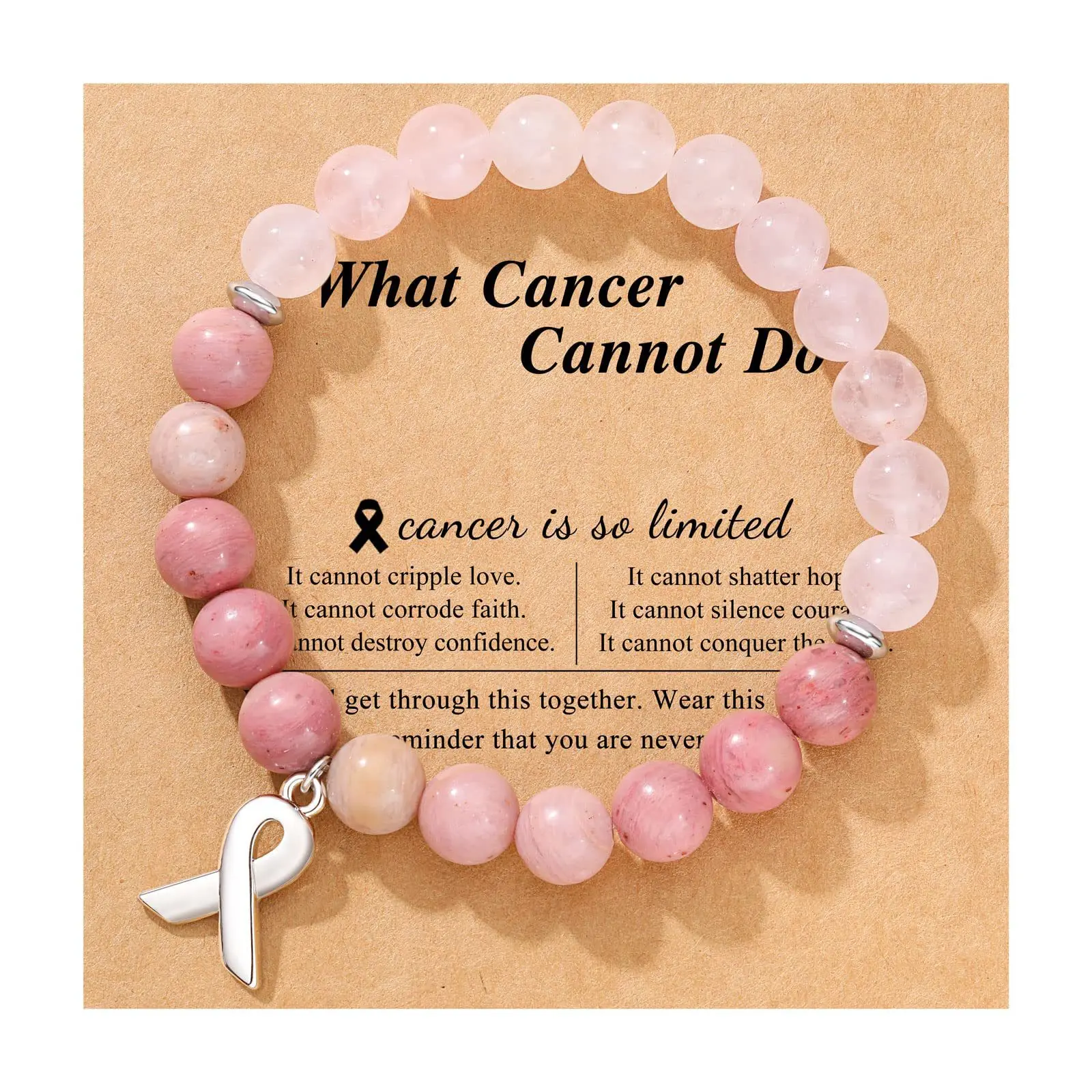 Newest Cancer Bracelet Natural Stone Bracelet with Cancer Card for Party Gift